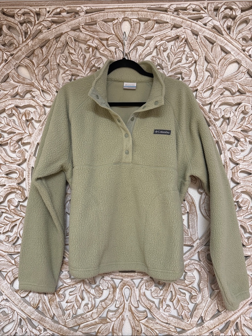 Columbia Sage Green Snap-Front Fleece Pullover